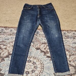 Women's Dark Blue Skinny Jeans with Stretch